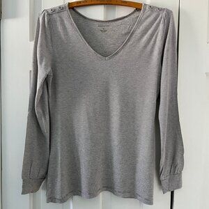 Super-soft button shoulder long sleeve tee